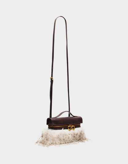 FAUX FUR VANITY CROSSBODY OFF WHITE - HANDBAGS - Betsey Johnson