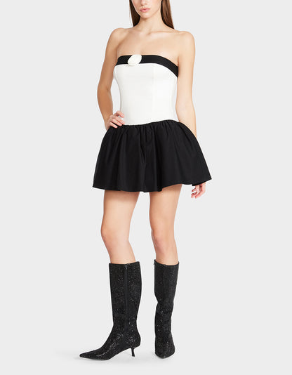 ADORIA ROSE MINI DRESS WHITE BLACK - APPAREL - Betsey Johnson