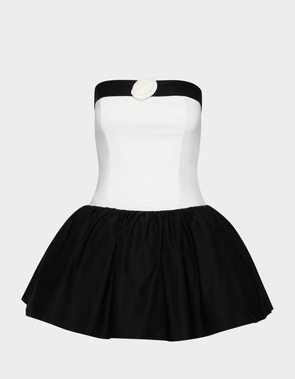 ADORIA ROSE MINI DRESS WHITE BLACK - APPAREL - Betsey Johnson