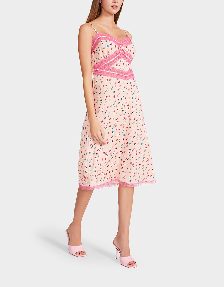 BETSEYS SLEEVELESS RIBBON DRESS CORAL | Floral Midi Slip Dresses ...