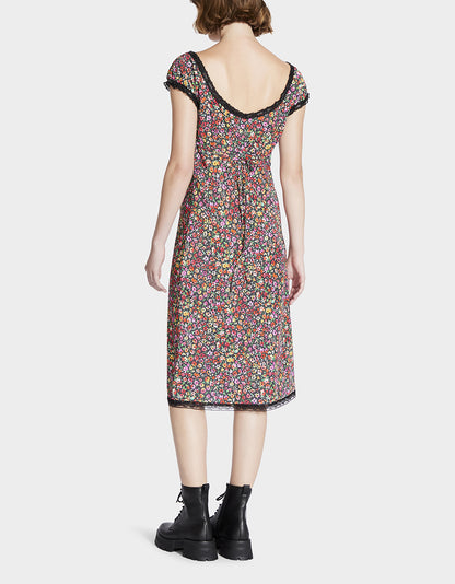 MALIBU MIDI DRESS BLACK DITSY FLORAL - APPAREL - Betsey Johnson