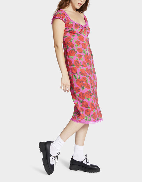 MALIBU MIDI DRESS RASPBERRY - APPAREL - Betsey Johnson