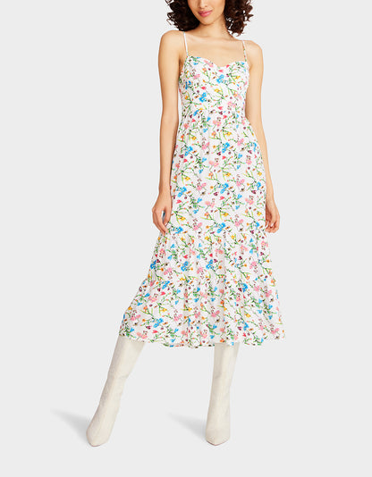 AVA CORSET MIDI DRESS SONIC WHITE - APPAREL - Betsey Johnson