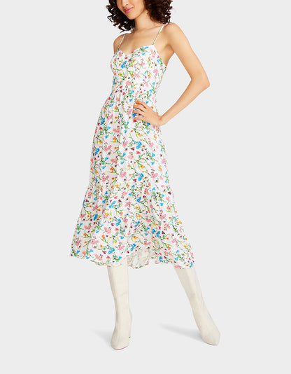 AVA CORSET MIDI DRESS SONIC WHITE - APPAREL - Betsey Johnson