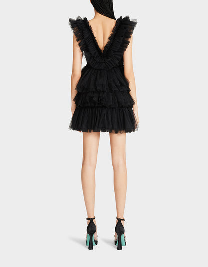 BETSEYS TIERED TULLE DRESS BLACK - APPAREL - Betsey Johnson