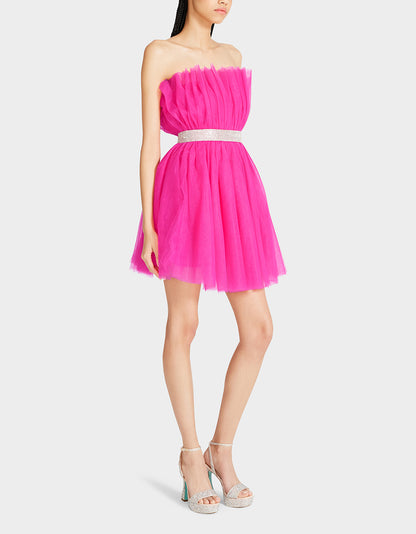 BETSEYS BLING TULLE DRESS HOT PINK - APPAREL - Betsey Johnson