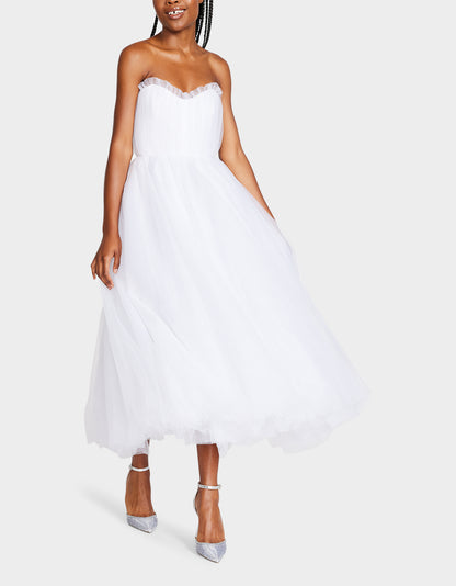 BRIDE VIBES TULLE DRESS WHITE - APPAREL - Betsey Johnson