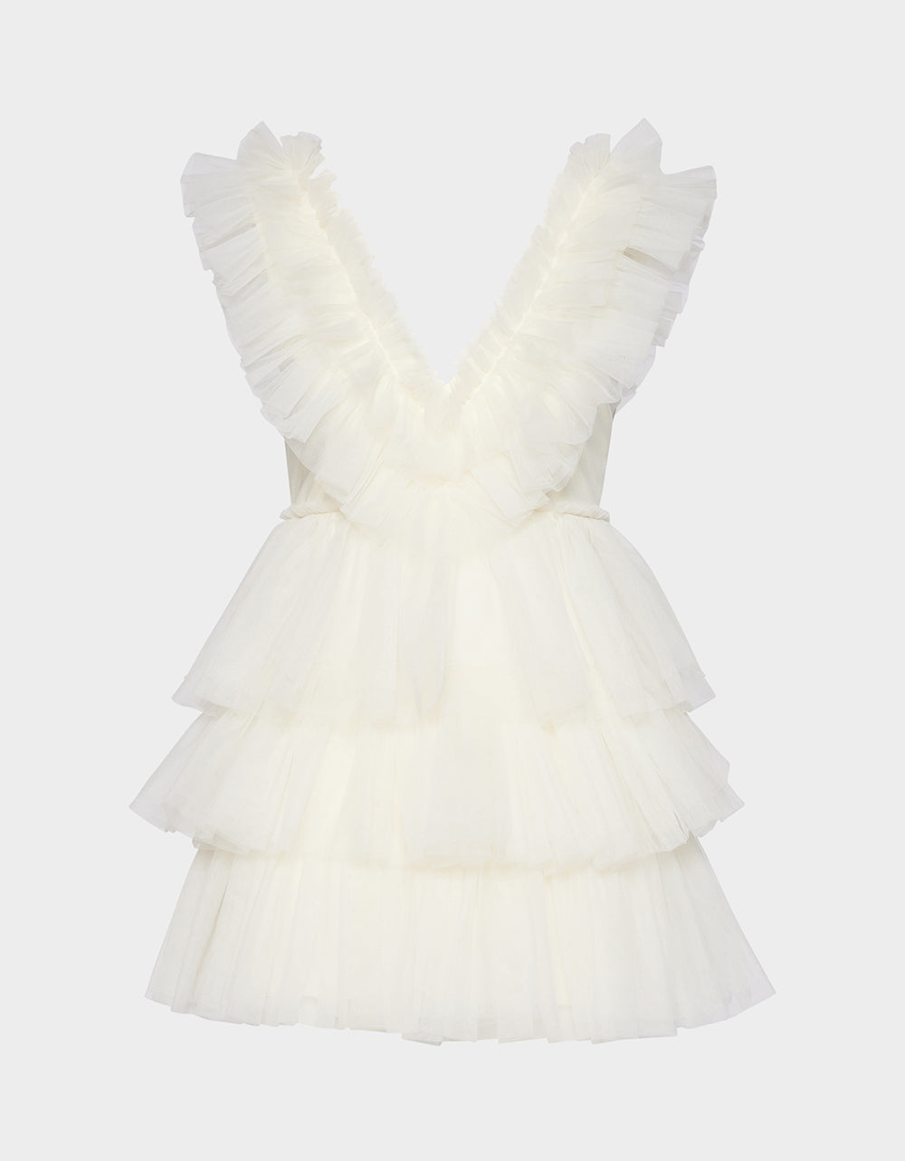 BETSEYS TIERED TULLE DRESS CREAM