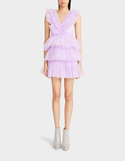 BETSEYS TIERED TULLE DRESS LAVENDER - APPAREL - Betsey Johnson