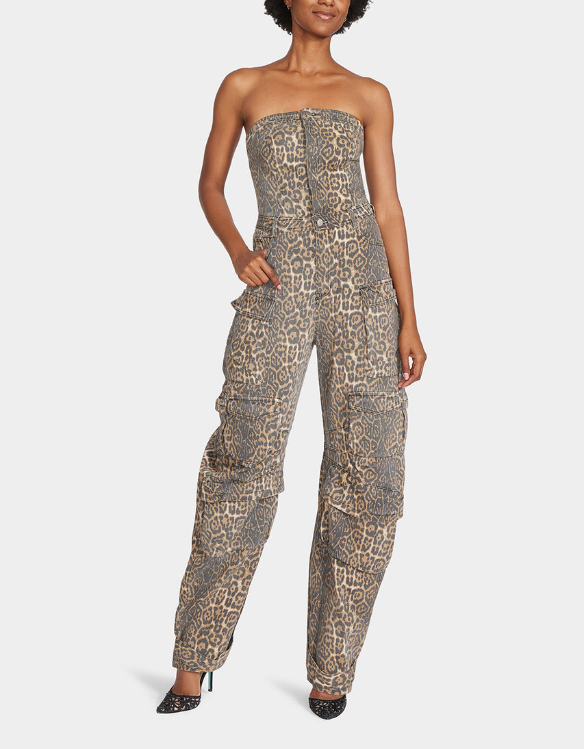 CARGO JUMPSUIT LEOPARD - APPAREL - Betsey Johnson