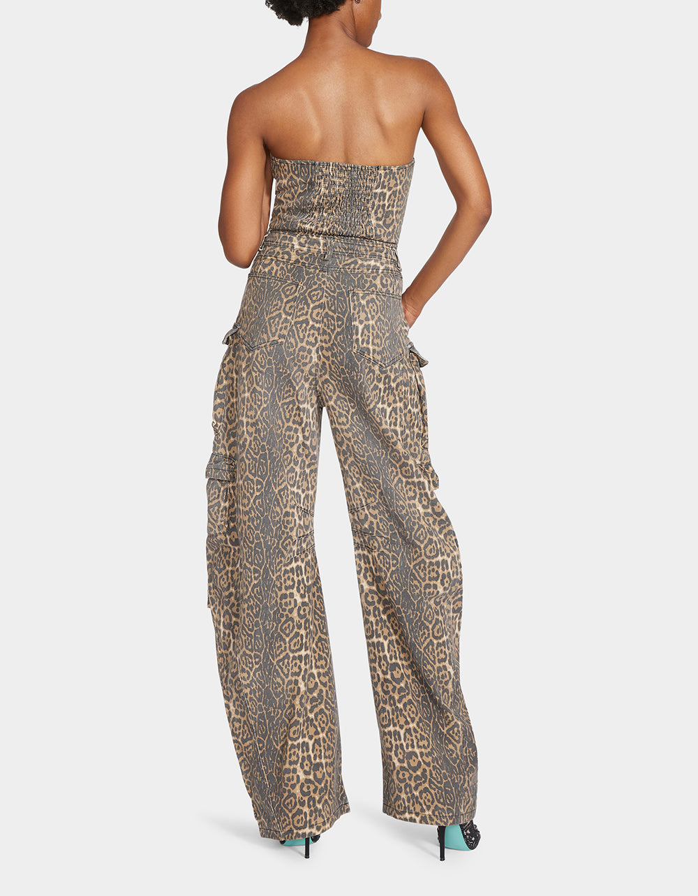 CARGO JUMPSUIT LEOPARD Strapless Jumpsuits – Betsey Johnson