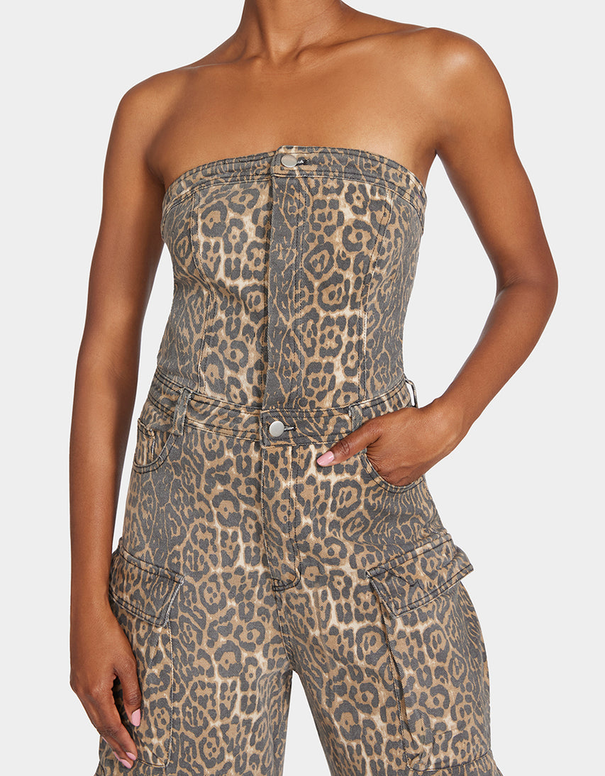 GINA CARGO JUMPSUIT LEOPARD - APPAREL - Betsey Johnson