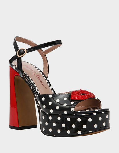 ALLYSON WHITE BLACK POLKA DOT - SHOES - Betsey Johnson