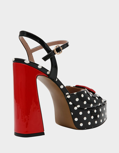 ALLYSON WHITE BLACK POLKA DOT - SHOES - Betsey Johnson