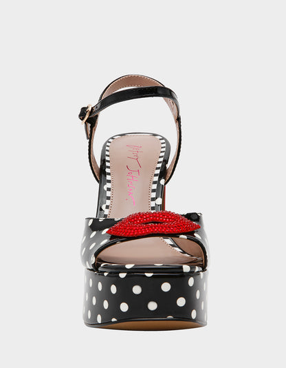 ALLYSON WHITE BLACK POLKA DOT - SHOES - Betsey Johnson