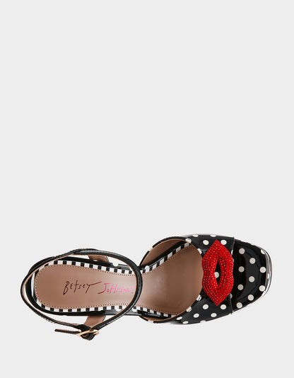 ALLYSON WHITE BLACK POLKA DOT - SHOES - Betsey Johnson