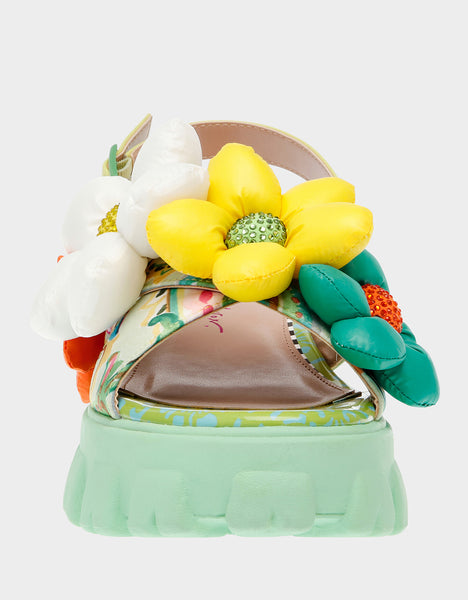 BEEBEE GREEN MULTI Floral Sandals | Women's Sandals – Betsey Johnson