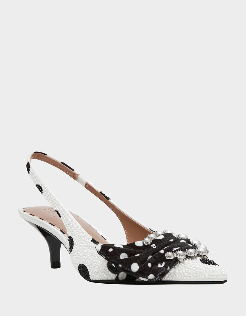 BRYANNA WHITE/BLACK POLKA DOT - SHOES - Betsey Johnson