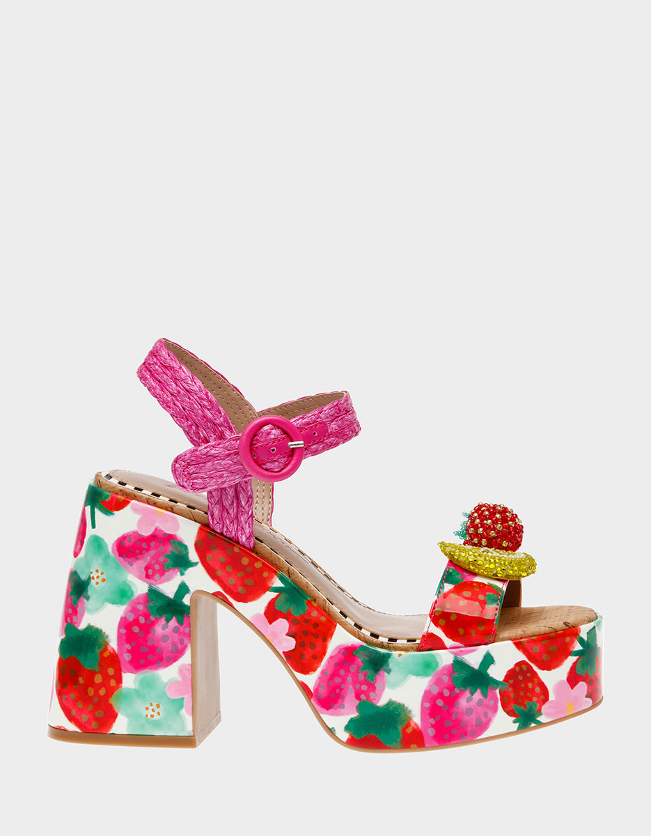 CHEYNE BERRY MULTI Strawberry Print Sandal | Women's Sandals – Betsey ...