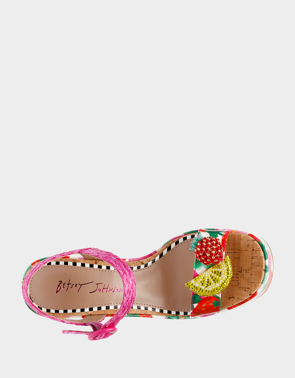 CHEYNE BERRY MULTI Strawberry Print Sandal | Women's Sandals – Betsey ...