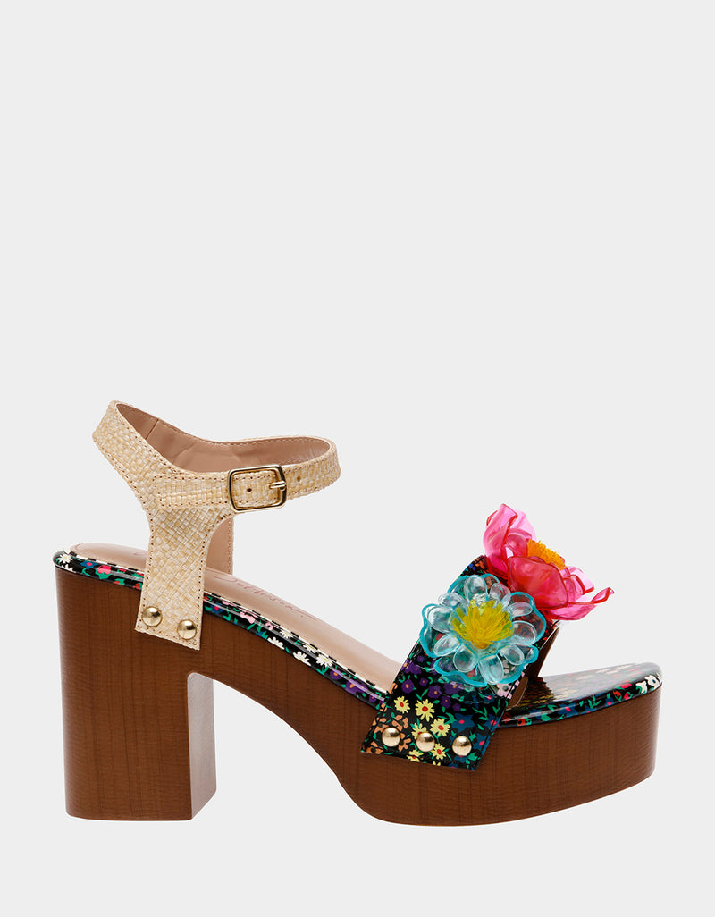 ELAYNE BLACK MULTI Platform Sandal | Women's Sandals – Betsey Johnson