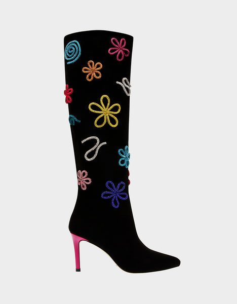 GALLANT BLACK MULTI Tall Embellished Boot | Women's Boots – Betsey Johnson
