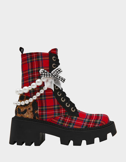 HARIETT RED PLAID - SHOES - Betsey Johnson