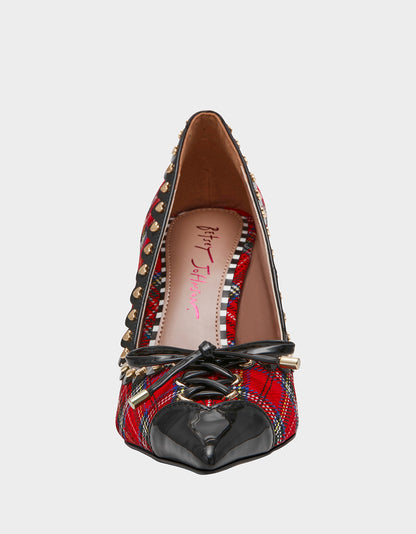 JOVI RED PLAID MULTI - SHOES - Betsey Johnson