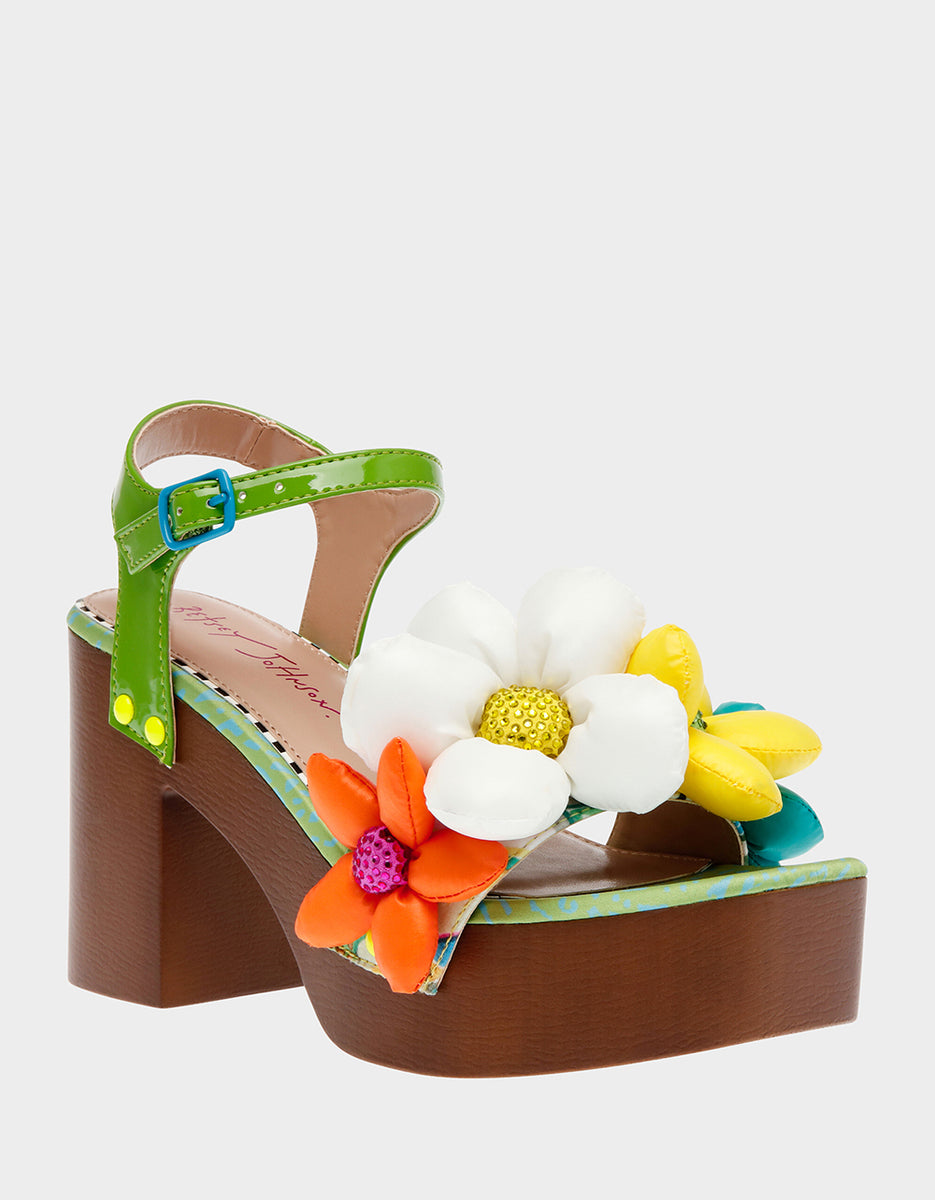 KINSLEE GREEN MULTI Sandal | Women's Sandals – Betsey Johnson