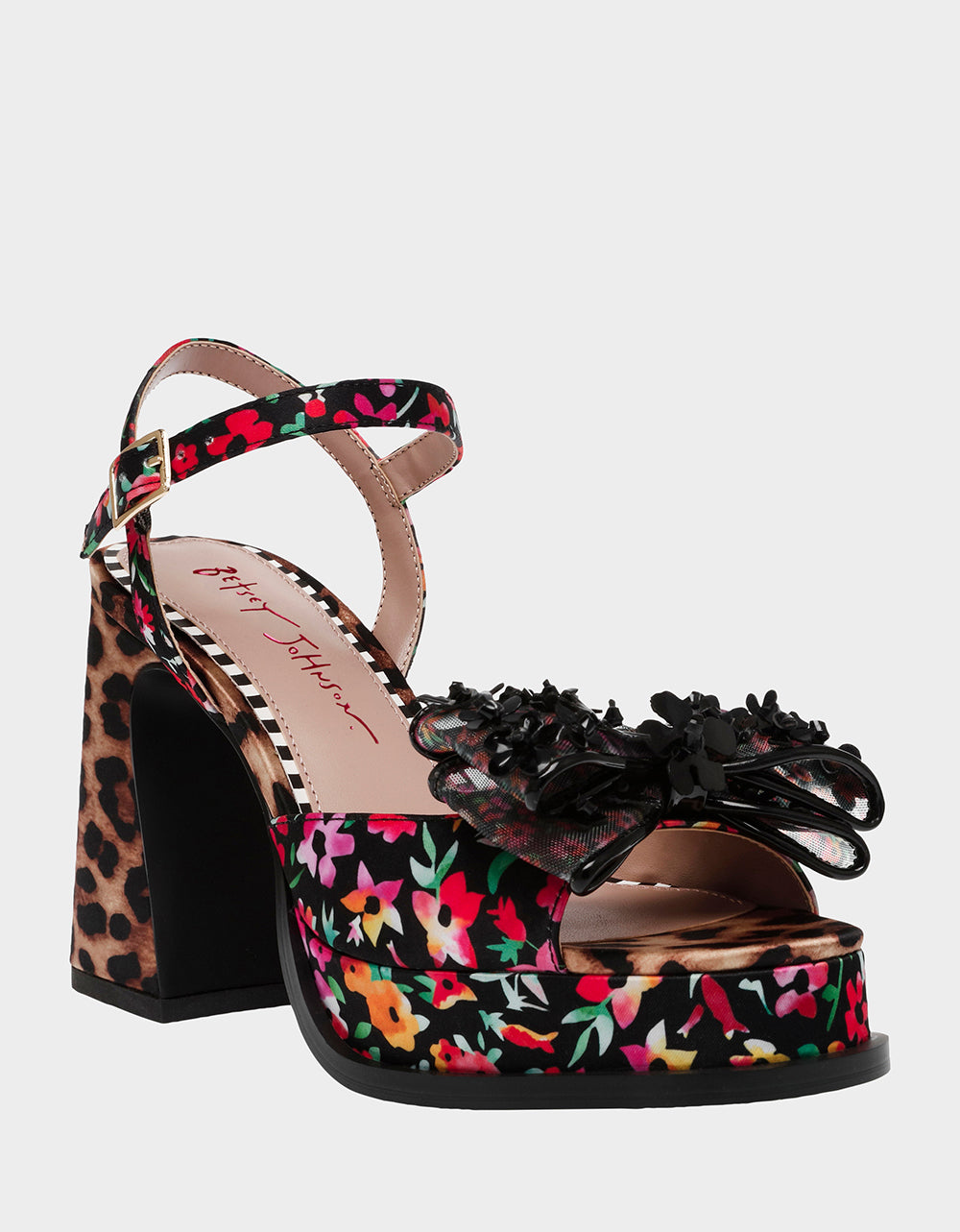 LILIE BLACK DITSY FLORAL Platform Sandal | Women's Heels – Betsey Johnson