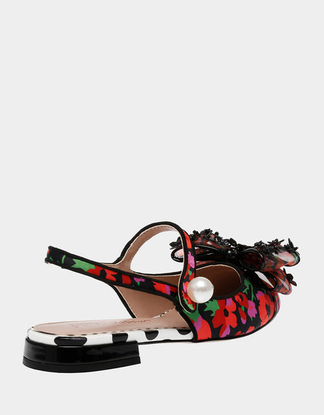 LIVY BLACK POPPY Flat Sandal | Women's Flats – Betsey Johnson