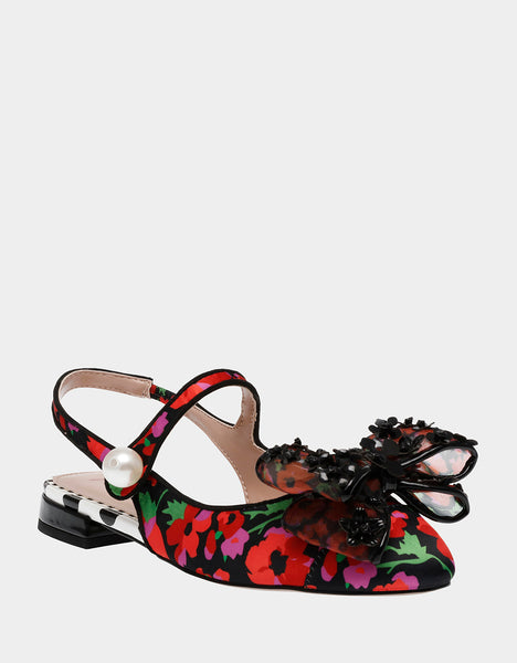 LIVY BLACK POPPY Flat Sandal | Women's Flats – Betsey Johnson