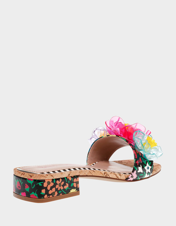 BRICE BLACK MULTI Floral Slide Sandal | Women's Sandals – Betsey Johnson