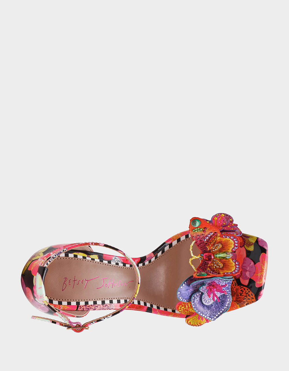 SANTINO BLACK MULTI | Women's Wedge Floral Butterfly Sandal Heel