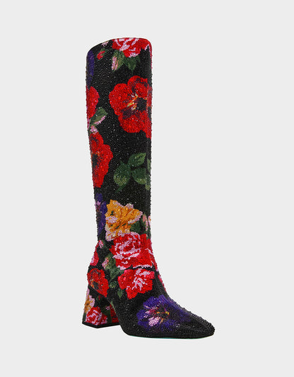 AVON BLACK FLOWER MULTI - SHOES - Betsey Johnson