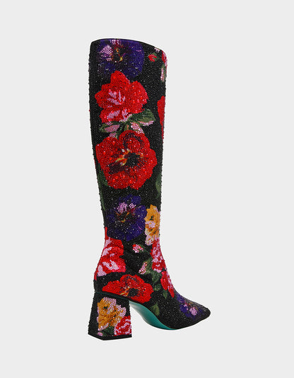 AVON BLACK FLOWER MULTI - SHOES - Betsey Johnson