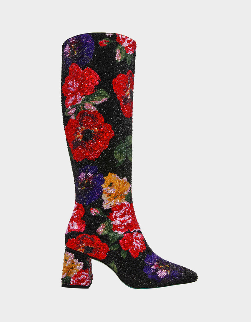 AVON BLACK FLOWER MULTI - SHOES - Betsey Johnson