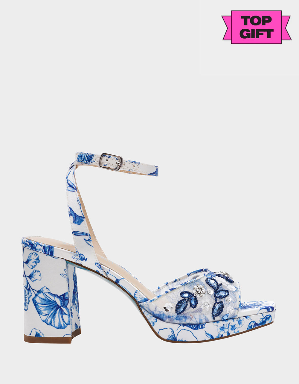 BRODY WHITE/BLUE FLORAL - SHOES - Betsey Johnson