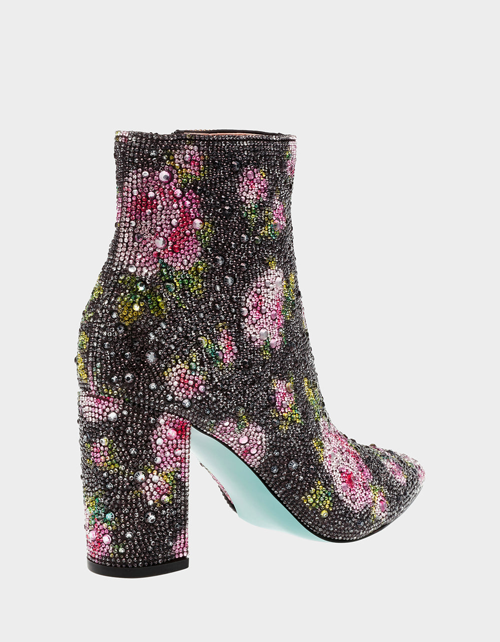 CADY BLACK/PINK Floral Rhinestone Booties | Women's Booties – Betsey ...