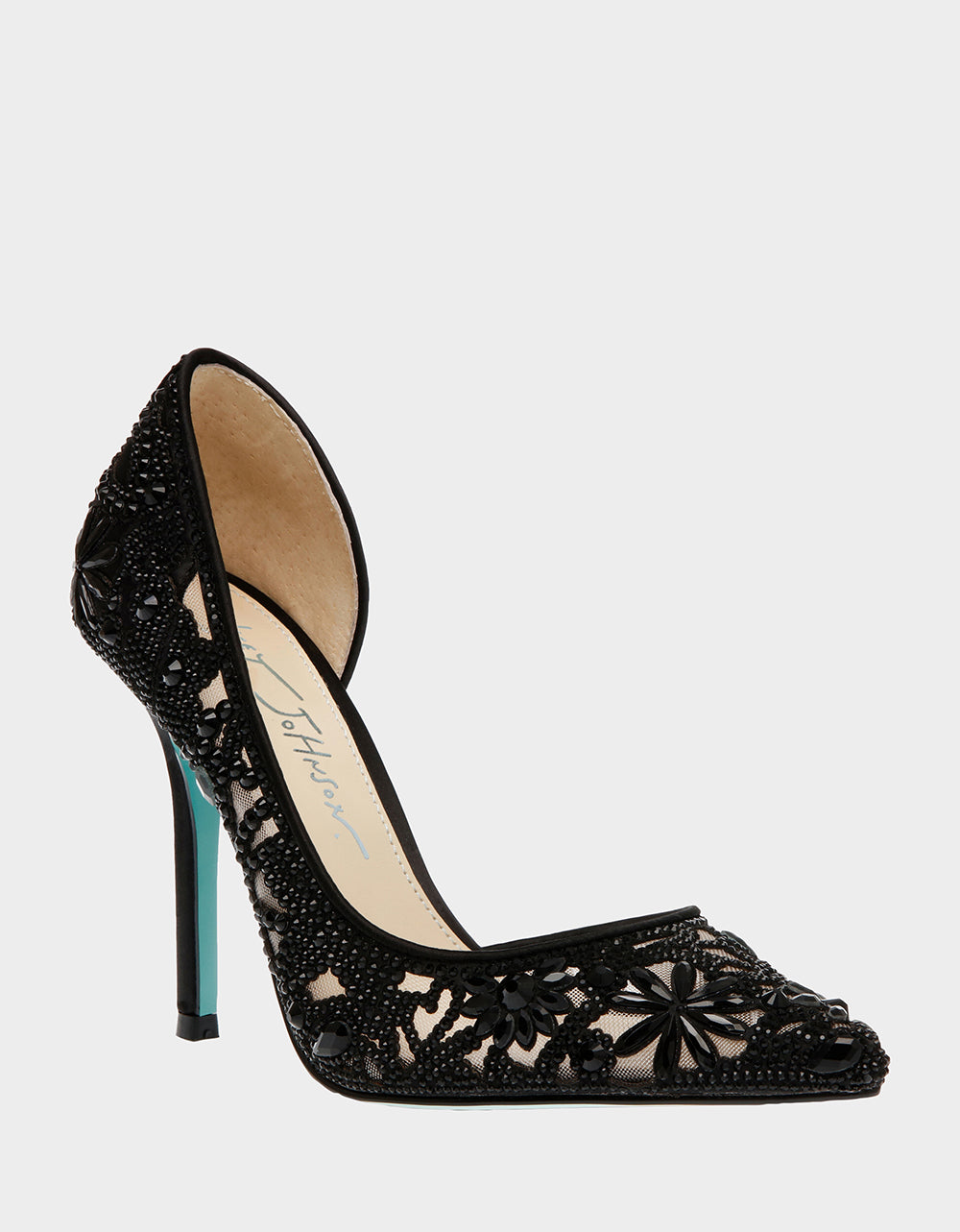 CHIC BLACK Embellished Stone Heel | Women's Heels – Betsey Johnson