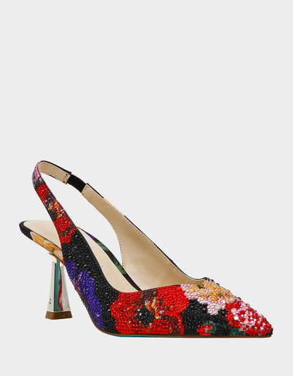 CLARK HEELS BLACK FLOWER MULTI - SHOES - Betsey Johnson