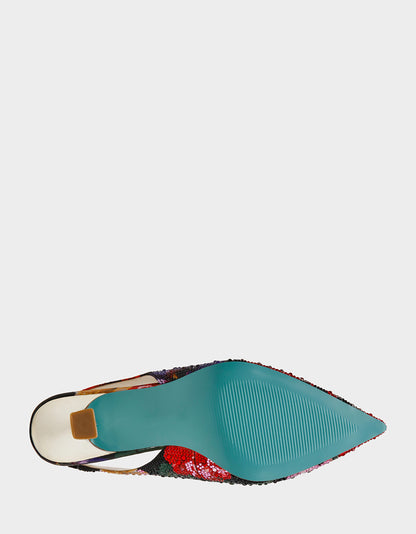 CLARK HEELS BLACK FLOWER MULTI - SHOES - Betsey Johnson