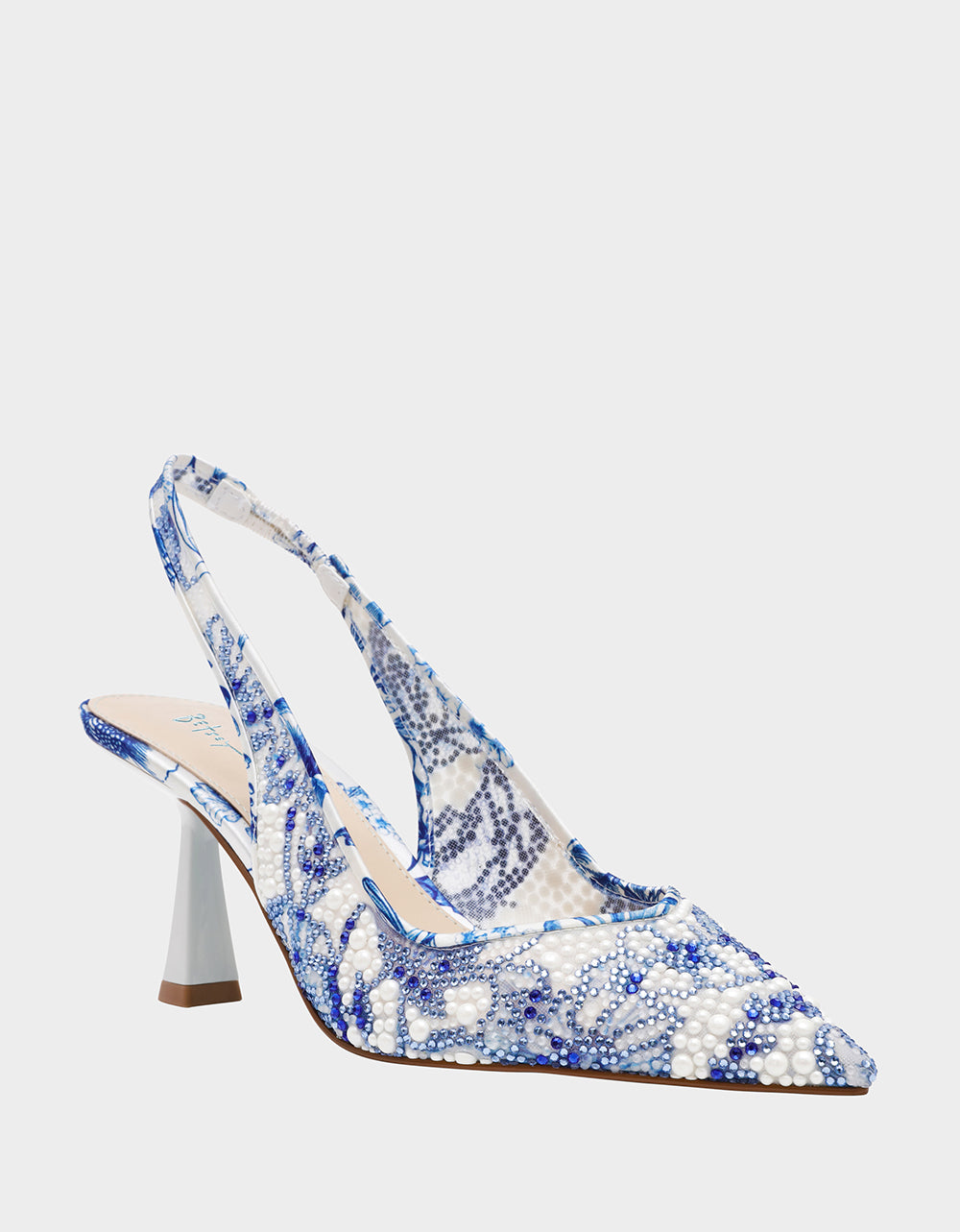 CLARK HEELS WHITE/BLUE FLORAL - SHOES - Betsey Johnson