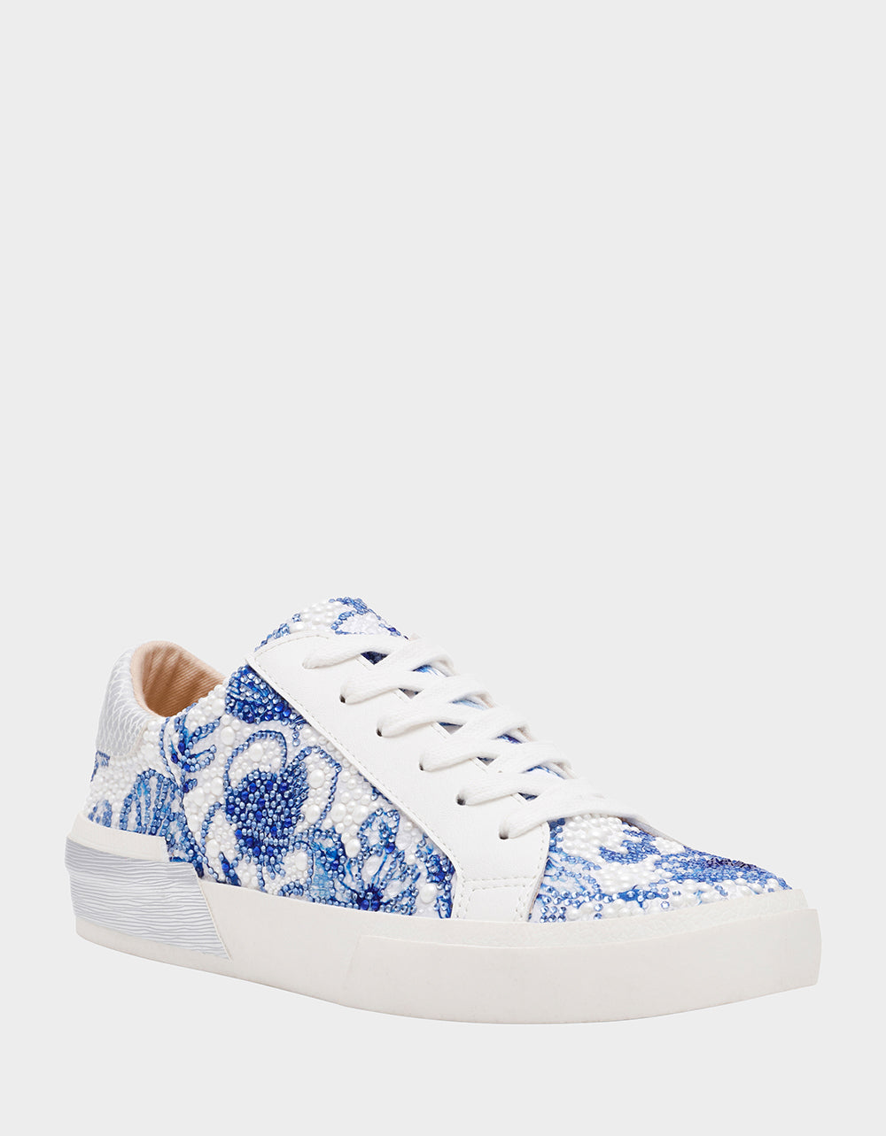 DAMON WHITE/BLUE FLORAL - SHOES - Betsey Johnson