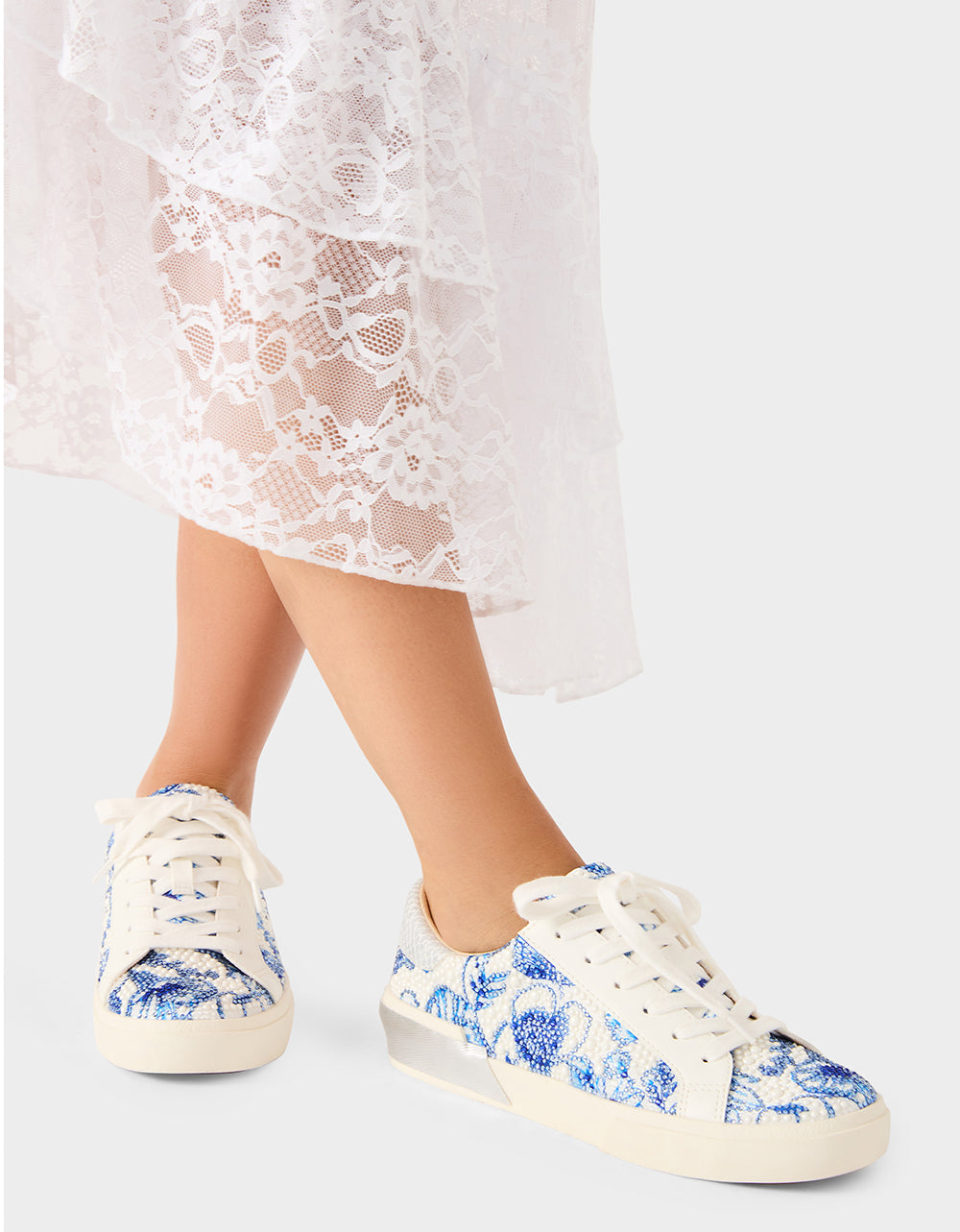 DAMON WHITE/BLUE FLORAL - SHOES - Betsey Johnson