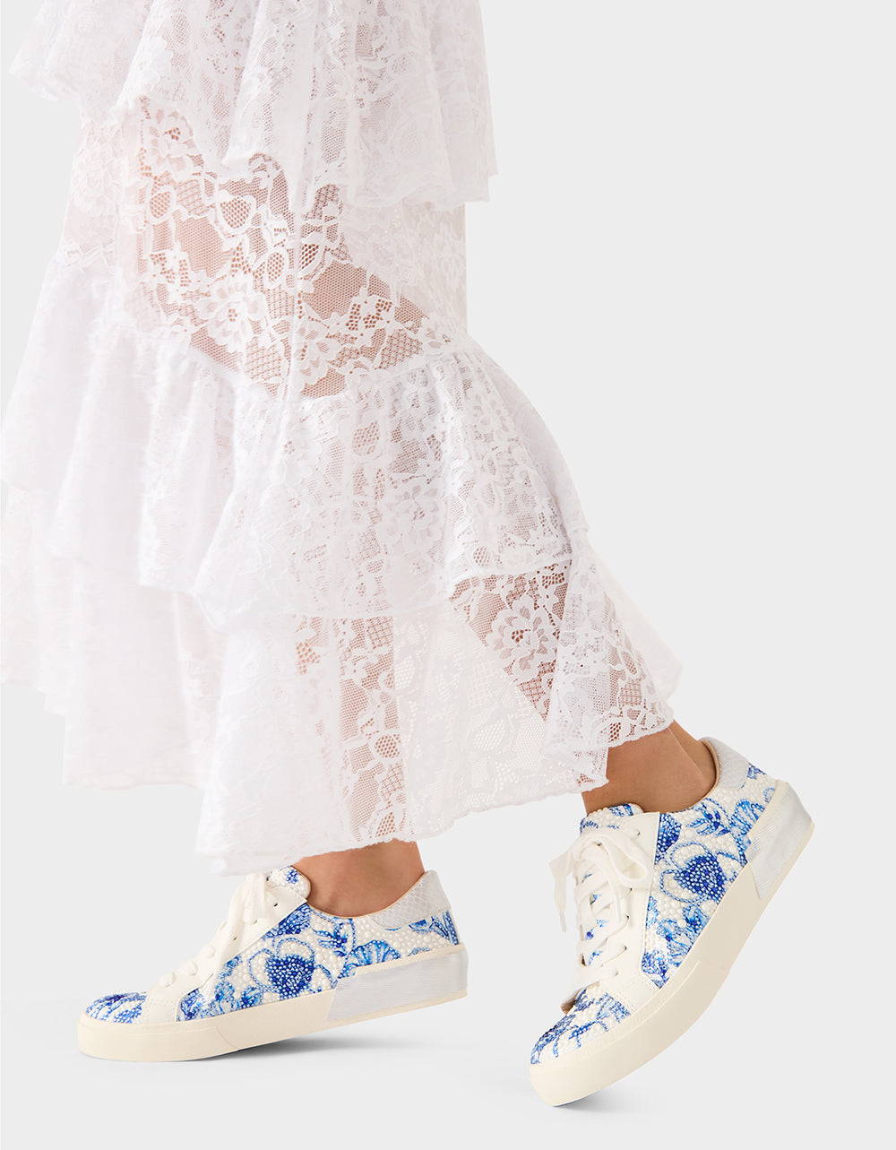 DAMON WHITE/BLUE FLORAL - SHOES - Betsey Johnson