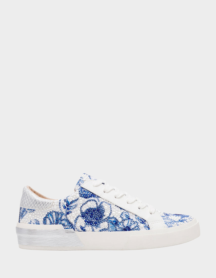 DAMON WHITE/BLUE FLORAL - SHOES - Betsey Johnson