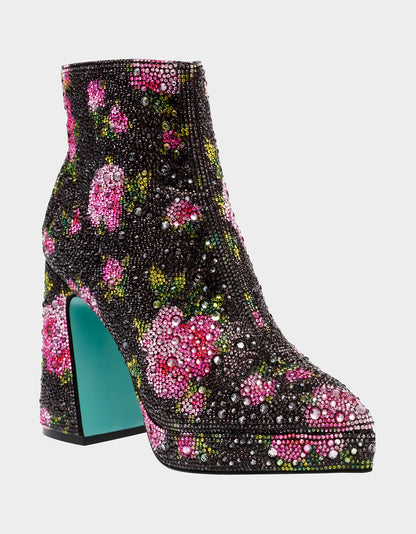 DELLA BLACK/PINK FLORAL - SHOES - Betsey Johnson