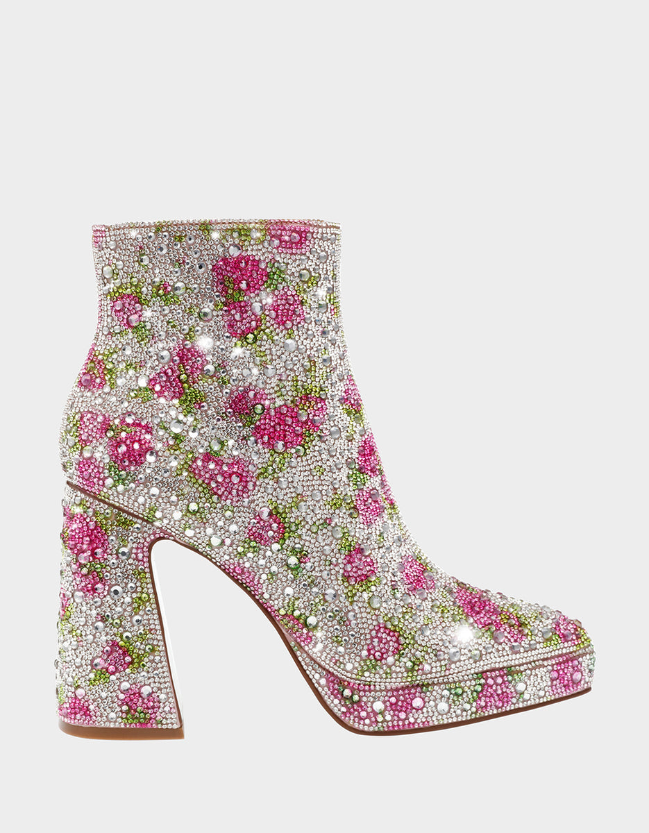 DELLA FLORAL Rhinestone Bootie | Women's Booties – Betsey Johnson