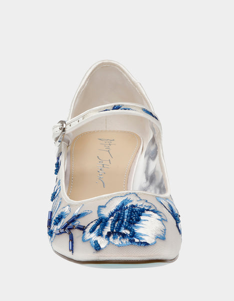 EZRA BLUE FLORAL Mary Jane Heel | Women's Heels – Betsey Johnson